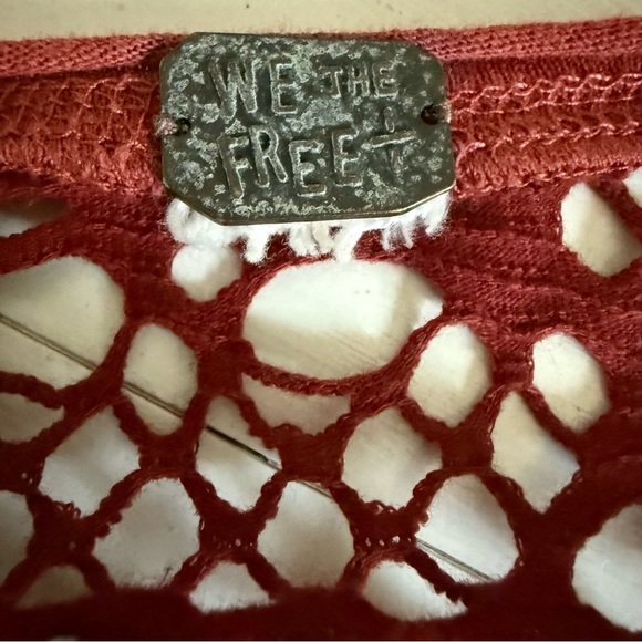 We The Free | Rust Lace Accent Long Sleeve Top | 100% Cotton | Sz L? (Check) - Picture 8 of 10